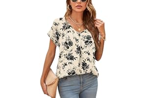 Yommay Summer Blouses for Women Elegant Casual Ladies Shorts Sleeve Chiffon Blouses Ladies Tops T-Shirts…