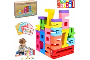 vecora Wooden Number Blocks Toy Set – 20 pcs Natural Learning Building Blocks for Kids, Maths Toys for 3 4 5 6 Year Olds, Educational Gift for Toddlers to Learn Counting & Creativity