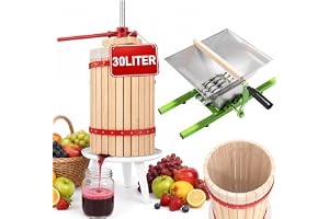 LZQ Fruktpress + fruktkvarn set manuell vinpress 30 l 7 l med handvev | Ekkorg + rostfri stålkvarn, hög juiceproduktion, kraftbesparande, lätt att rengöra, vintillverkning, hem och gastronomi