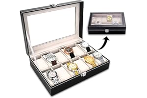 JOYBOY Boîte à Montres,Présentoir à Montres,Coffret à Montres,Boîte à Montres avec 12 emplacements,boîte de rangement avec doublure en velours doux,Présentoir Coffret Boîte à Montre