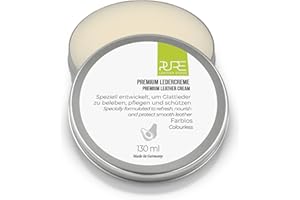 PURE Leather Studio Feine Ledercreme farblose Lederpflege Creme 130 ml für alle Glattlederarten mit Avocadoöl l Jojobaöl l Mandelöl l Sojaöl und echtem Bienenwachs