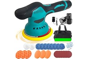 STARMINGSTM Akku Poliermaschine, Wachsset, für die Autopflege,Mit 28PCS Anhänge,6 Geschwindigkeitsstufen,Auto Poliermaschine zum Polieren und Wachsen von Auto Boden Möbel(2x3000mAh Akku)