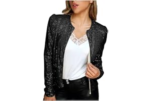 Alwyeans Women's Blazer Sale Sequin Long Sleeve Front Open Jacket Evening Sparkle Sequins Sparkly Slim Fit Blazer Glitter Cropped Blazer Bolero Shrug Cardigan Outerwear Party Club Cocktail