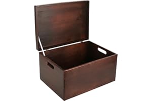Creative DECO XXL Marrón Grande Caja Madera Decorativa Almacenaje | Con Tapa y Asas | 40 x 30 x 24 cm (+/-1cm) | Cofre Decorar Regalo Decoupage | Juguetes, Documentos, Objetos, Herramientas