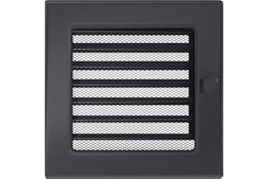Griglia di ventilazione KRATKI griglia per camino 17 cm x 17 cm grafite con oscuranti