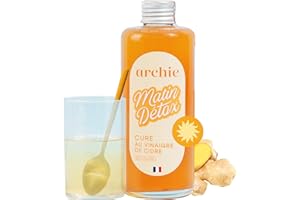 ARCHIE & COMPAGNIE Archie, Cure Matin Detox, Vinaigre de cidre - Gingembre, Citron et Epices. Glycémie, Digestion, Ballonnements, Vitamines. Rituel naturel. Made in France. Cure de 20 jours.