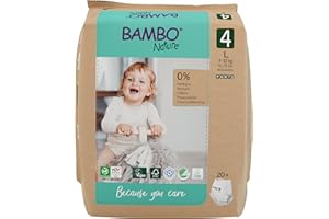 ‎BAMBO NATURE Bambo Nature Nappies Pants Size 4 (7-12 kg) - Pack of 20 | Comfortable Nappy Pants with Improved Leak-Proof | Ultimate Comfort & Freedom for Active Children | Dermatologically Tested Nappies