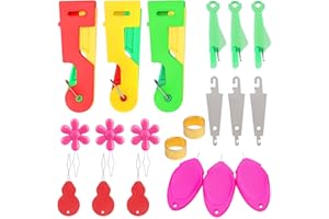 ENCHOL 20 Pcs Needle Threaders for Hand Sewing, Colorful Kit with Flower, Automatic, Gourd, Fish, Thumb Shaped Threaders & Gold Thimble