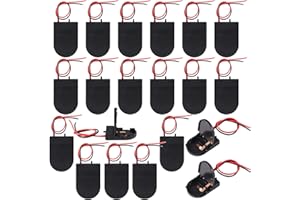 GTIWUNG 20 Pezzi CR2032 Porta Batteria in Plastica, 1 x 3V Portabatterie A Bottone con Interruttore ON-off del Cavo (Nero)