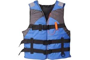 LIXQQS Gilet de Sauvetage Adulte Enfant: Aide à la Flottabilité 150N avec Sifflet et Sangles Kayak Paddle Bateau Sports Nautiques