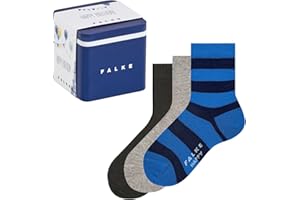FALKE mixte enfant Happy 3-Pack Giftbox chaussettes respirantes coton renforcées extra-douces sur la peau mix uni fantaisie couture plate aux orteils multipack lot de 3 paires