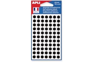 Apli AGIPA 111837 Pastille Adhésive 8mm Pochette Lot de 462, Noir