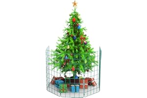 P DOT WOLF Present Protector Xmas Tree Fence Pet Guard, Christmas Tree Protector from Dogs, Pet-Safe Barrier to Protect Christmas Decorations, Xmas Tree Fence (1m High (100mm x 125mm Square Holes), 4 Panels)