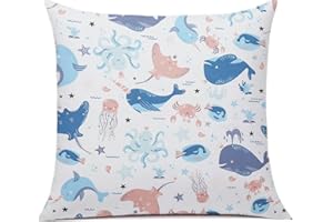 Aisawate Funda de cojín decorativa para niños, 40 x 40 cm, 1 paquete de fundas de almohada para cochecito de bebé, algodón orgánico con cremallera