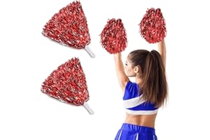 UNIHOC 2 Piezas Pompones de Animadora, Pompones de Animadora con Mango, Pompones de Animadora de Plástico, Pompones de Porrista, para Competición Deportiva, Pompones de Baile