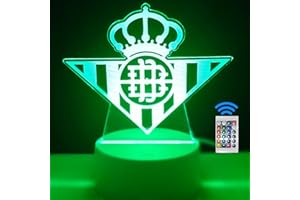 FAMVACOR Lámpara LED Equipos Lampara Futbol 3D - Betis Regalos - Lampara del Betis Regalos Padre Amigos Comunion Niño Adultos - Cosas de Futbol - Regalos Comunion Niño