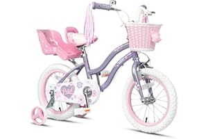 ‎GLERC Glerc 12/14/16 Zoll Kinderfahrrad für Mädchen, geeignet für Kinder von 2-8 Jahren, im Prinzessinnen-Stil, ausgestattet mit Körbchen, Lenkerstreamern und Stützrädern