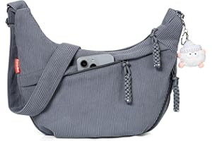 Captain Blues Umhängetasche Damen Crossbody Bag Cord Tasche Halbmond Tasche Damen, Verstellbare Schultertasche mit Reißverschluss und Baumwollfutter, Ideal für Arbeit, Reisen und Uni