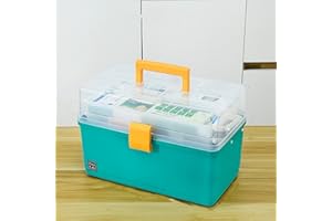NCRGB 33cm Porta Medicine Scatola a 3 Strati,Organizer Medicinali da Armadio,Scatola Medicinali,Assetta Pieghevole in Plastica,Scatola Cucito (33×19×23cm, Verde)
