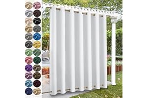 KUZRZNH Outdoor Vorhänge, Outdoorvorhänge mit ösen Oben und unten, Wasserdicht Wetterfest Vorhang Sonnenschutz Sichtschutz Gardine für Außen Terrasse Balkon Vorhalle,Weiß,1 Stück|213x213CM(BxH)