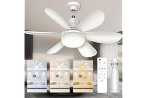 WAXP Socket Fan Light Ceiling Fans with Lights Bayonet Fitting and Remote, 40W E27 Modern Small Ceiling Fan with B22 to E27 Extender, 3 Color 3 Speed Dimmable LED Light Bulb Fan for Bedroom, Living Room