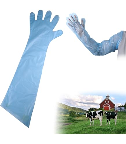 Veterinärhandschuhe extra lange Stulpe 90 cm | 50 Stück | extrem dehnbare Einweghandschuhe - Orange | Ideal für Hygienebereiche - Fleischereien, Reiningungsarbeiten, Veterinäre uvm. | latexfrei bei Günstiger Preis