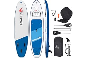 Abahub Tavola SUP Gonfiabile, 320x78x15cm Set Tavola Stand Up Paddle, Blu/Verde/Arancione/Rosso con Pagaia in Alluminio Regolabile, Sedile Kayak, per Kayak, Canoa, Pesca
