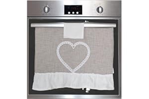 Russo Tessuti Copriforno Copri Forno Cuore Ricamato Soft Beige Grigio 40x45 cm-Beige