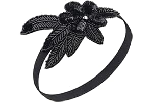 BABEYOND Damska opaska na głowę czarna z lat 20. Gatsby ozdoba na głowę z kryształowymi koralikami dla dziewcząt (czarna) (rozmiar: jeden rozmiar)