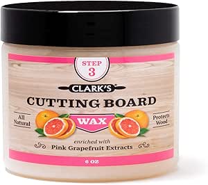 Amazon De Clark S Cutting Board Wax 6oz Enriched With Pink Grapefruit Oil Made With Natural Beeswax And Carnauba Wax Butcher Block Wax