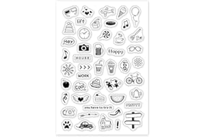 GLOBLELAND Sellos Transparentes de patrón de Vida Diaria Tarjetas de Sellos de Silicona para la fabricación de Tarjetas Decoración de álbumes de Fotos y álbumes de Recortes de Bricolaje