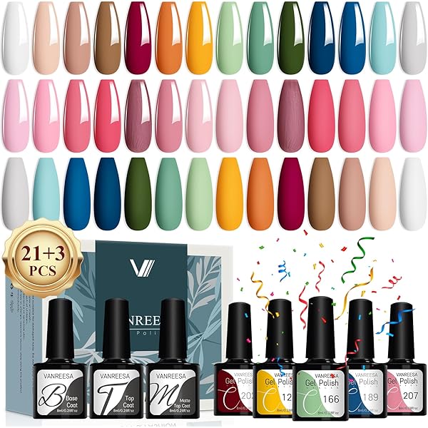 VANREESA Vernis Semi-Permanent Avec Lampe UV, Kit Ongle Gel