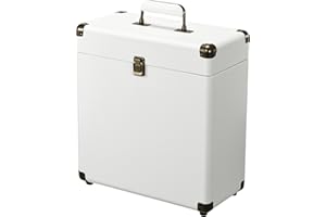 Tayqwiheva Estuche de Almacenamiento para Vinilos - Caja Organizadora para 45 Discos y CD, Protección para Coleccionistas, Blanco