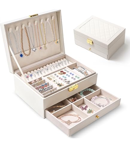 Sciphylia Schmuckkästchen 2 Schichten - Abschließbare Schmuckbox Mit Samtfutter Schwarz