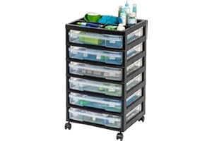 IRIS OHYAMA IRIS USA 6-Case Scrapbook Rolling Storage Cart with Organizer Top, Black Frame, 6-Tier
