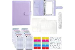 WEIGAV Sobres de dinero Kkaneri 30 unidades, A6, con sobres de dinero, hojas de gastos, etiquetas y regla (purple)