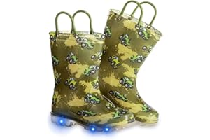 FUNCOO PLUS Girls Boys Wellies for Kids, Unisex Toddler Wellingtons Boots Childrens Light Up Wellies Handle It Rain boots