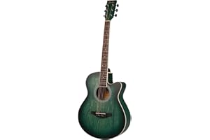 Fazley W55-COL-G ColourTune Acoustic Guitar - 6 Steel-String Guitar - Beginners Guitar - Western Body - 44 Inches Full Size - Green Satin-Gloss Lacquer