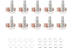 Pxyelec Gitarren-Potentiometer, Audio-Töpfe, A100K, linearer Kegel, Potentiometer, Ersatz für E-Gitarre, Bass, Lautstärkeregler, Schaft 18 mm, 10 Stück