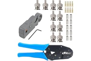OxoxO - Pinza crimpatrice per connettori coassiali RF con connettori BNC, Connector Crimping & Stripper Cutter Tool Kit