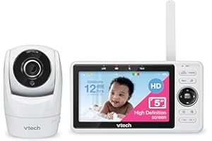 Vtech Smart Baby Monitor VM901-1W Écran LCD 5", caméra 1080p, Vue Grand Angle 120°, Vision Nocturne, Zoom pan-Tilt à Distance, Talc bidirectionnel, Fonctionne avec iOS et Android, WiFi