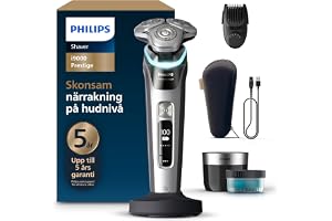 rakapparat i9000 Prestige, elektrisk rakapparat för våt- och torrakning, Skin IQ-teknik, Triple Lift & Cut System, 360 roterande dubbla stålprecisionsblad, skäggstyler, modell XP9204/33