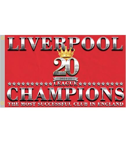 Drapeau officiel du club de football Liverpool - 1,5 x 0,9 m - Texte rouge et blanc