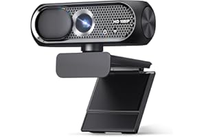 Shcngqio 1080P HD Webcam with Microphone, Noise Cancellation, Privacy Cover, Wide-Angle Lens, Auto Light Correction, Plug & Play USB Webcam for Laptop, Desktop, PC, Mac, Zoom, Skype, Streaming (Black)