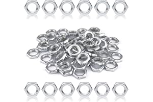 QIQN Sechskantmutter M10 Feingewinde Mutter Flach Verzinkt Sechskantmuttern Gewindemutter für Bad Küche Möbel Lampen 60 Stück Set Silber