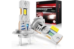 AUXIRACER H7 LED, Ampoule H7 LED,1:1 Mini Size Led H7,Ampoules de phare voiture et moto, Kit d'ampoules 12v pour feux de route ou feux de croisement, Plug and Play, 30000LM, 100W 600% 6500K, 2pcs