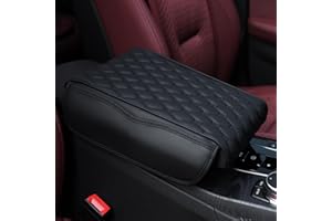 Einesin Car Armrest Cushion, PU Leather Auto Center Console Pad, Memory Foam Armrest Box with Storage Bag, Hand Rest Pillow with Organizer Pockets, Universal Fit for Most Vehicles (Black)