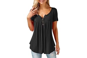 Beluring Women Casual V Neck Pleated Tunic Tops Shirts Blouse