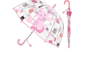 GENERIC Kids Clear Bubble Umbrella -Perfect for Walking Safety-Grip Curved Handle-Transparent Dome See Through Child,Safety Kids Umbrella for Toddler Boys Girls