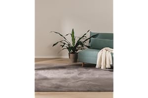 ‎BENUTA benuta Basic Kunstfaser Fellteppich Furry - Grau 200x290 cm - Weicher Wohnzimmerteppich - Anti-Rutsch-Rückseite - Waschbar - Für Fußbodenheizung geeignet